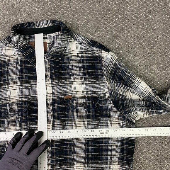 Orvis Flannel Shirt Jacket Shacket Men's Large Gray Black Shadow Plaid Check - Picture 8 of 13